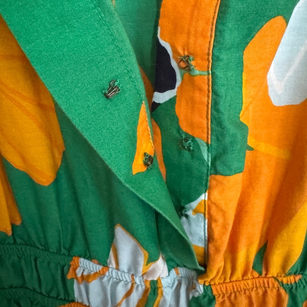 Anthropologie Green Maxi Dress with Yellow & White Floral Print - Picture 3 of 5